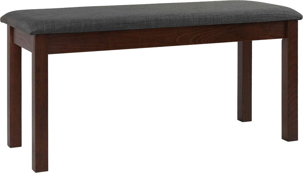 Cortesi Home Rosco Dining Bench in Charcoal Fabric, Walnut Finish 40"