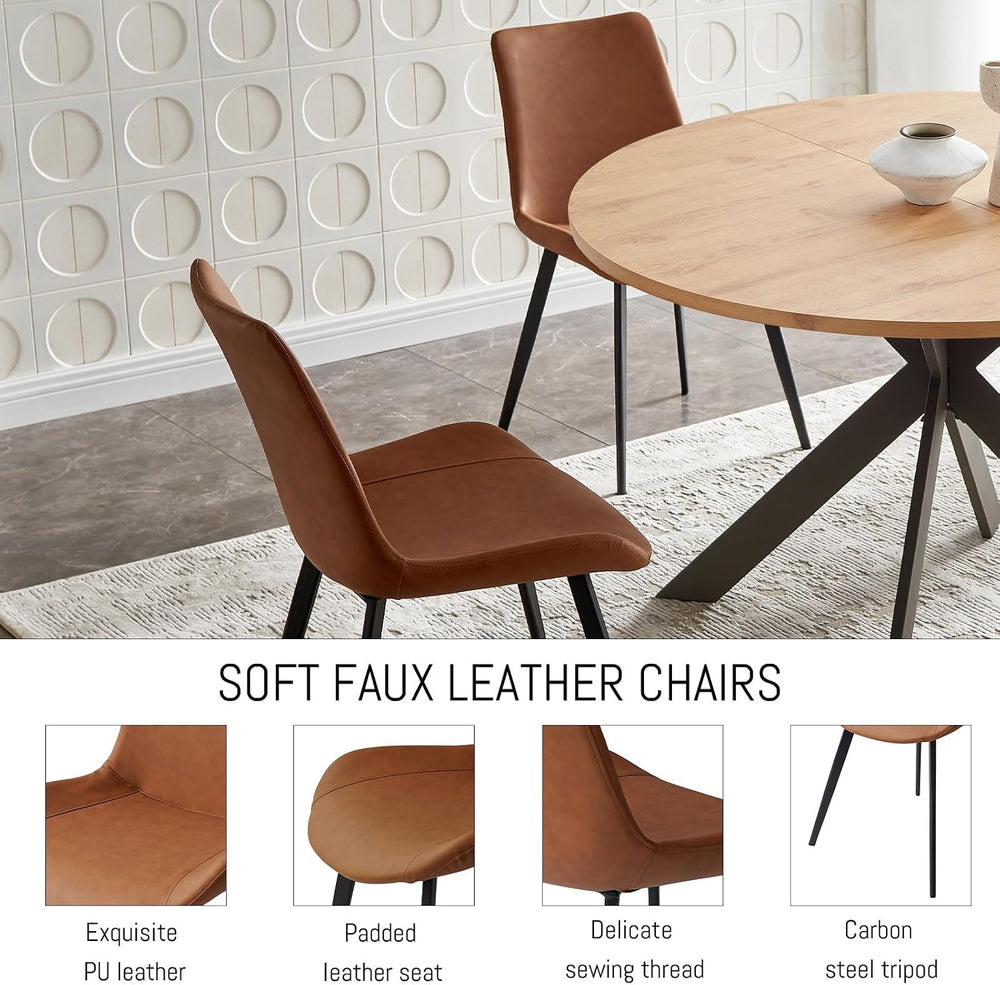 Zerifevni 46.4" Round Dining Table Set, Mid Century Modern Round Dining ...