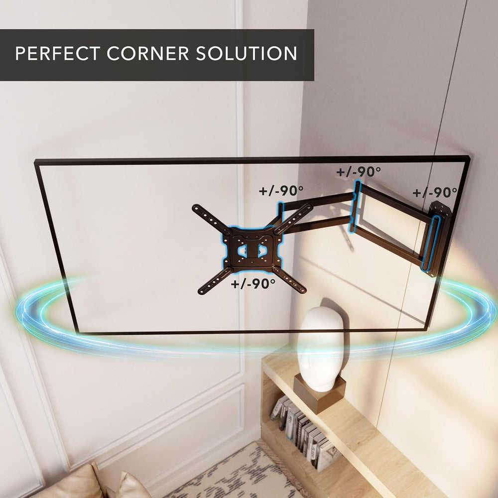 Mount-It Corner Full Motion TV Wall Mount, Long Arm 37.2" Extension | Ar...