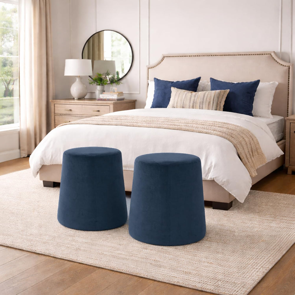 Spatial Order 17" Organic Shape Ottoman - Blue Velvet