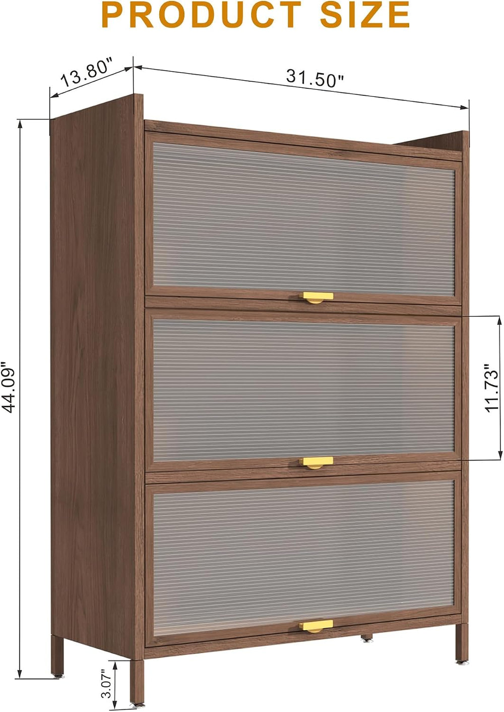 44'' Tall Metal Kitchen Storage Cabinet with 3 Flip-up Doors, Freesta...