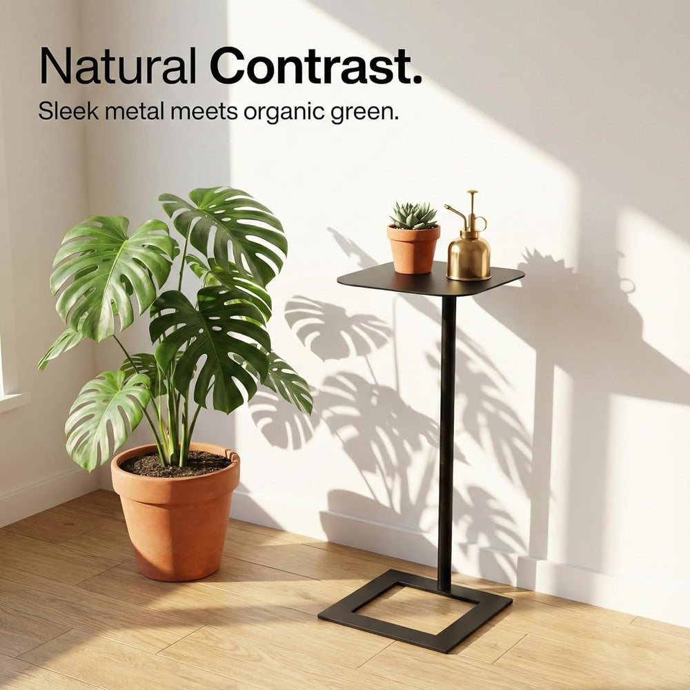 Stable C Table End Table, 23.4" Tall C Shaped Side Table that Slides Und...