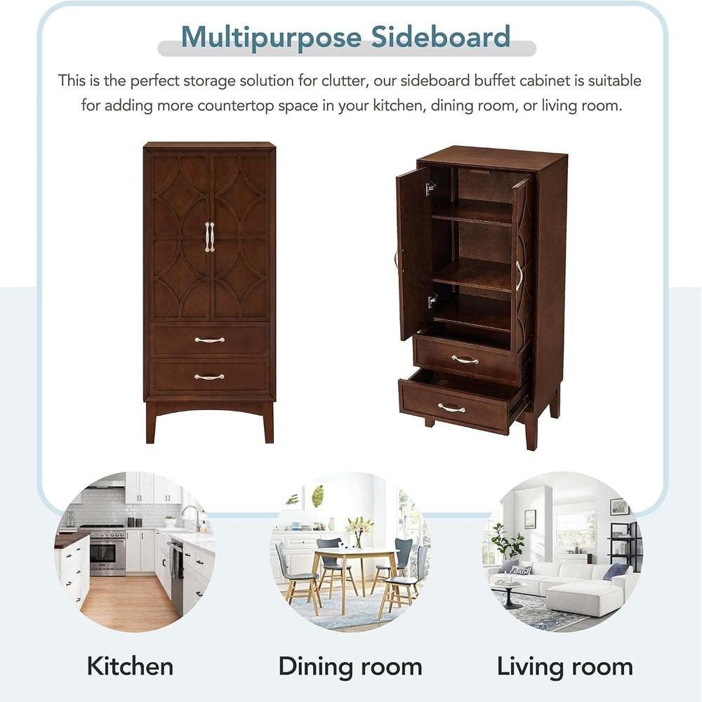 MERITLINE 53.5" Tall Kitchen Pantry Cabinet with Doors & Drawers, Mi...