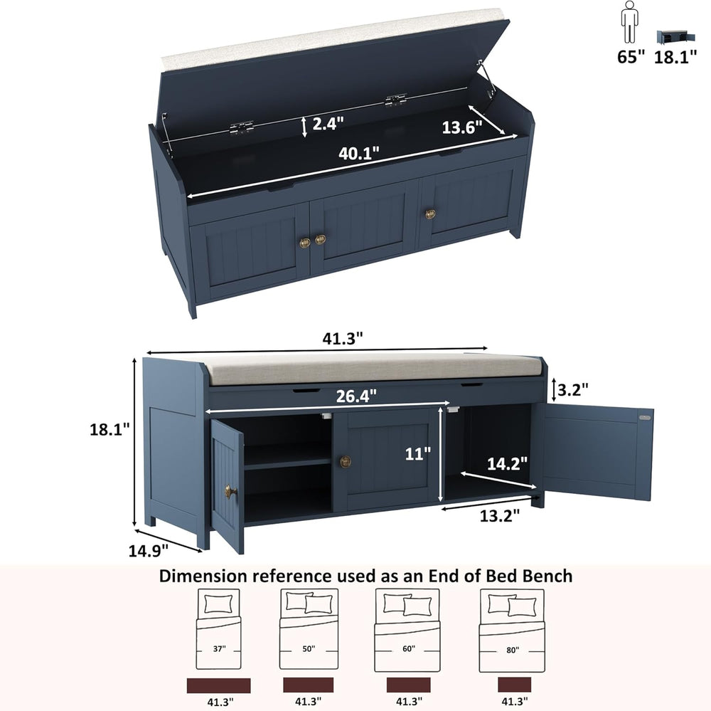 HOMEFORT 41.3" Shoe Bench with Lift Top Storage, Entryway Bench with Cus...