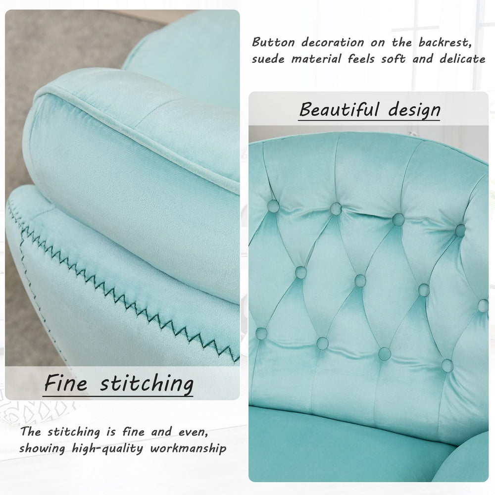 Swivel Accent Chair with Ottoman Set, Velvet Modern Lounge Chair with Metal B...