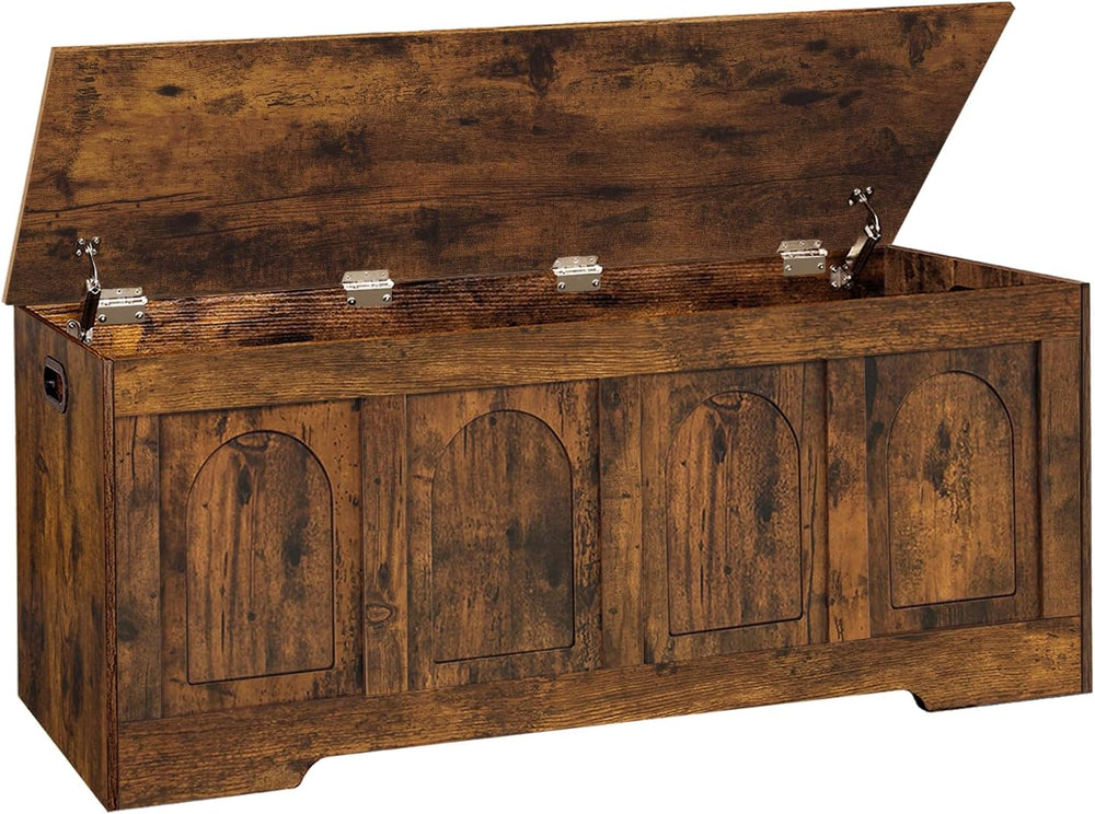 DINZI LVJ Storage Chest, 47.2”Wooden Storage Box with 2 Safety Hinges, Entryw...