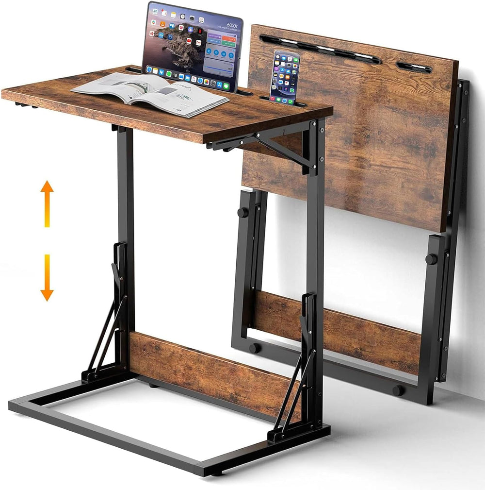 Folding TV Trays Set of 2 , Adjustable Height TV Trays for Eating on Couch | ...