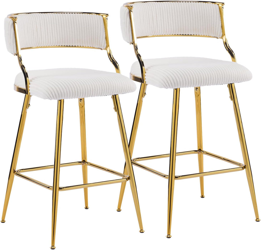 VINGLI Velvet Counter Height Bar Stools Set of 2, 26" H Counter Bar Stoo...
