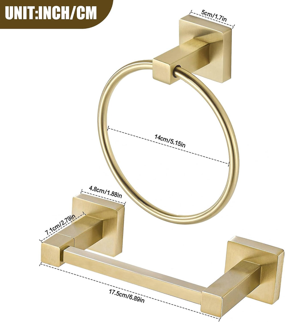 BigBig Home Gold Toilet Paper Holder Towel Ring, Brushed Gold Hand Towel Hold...