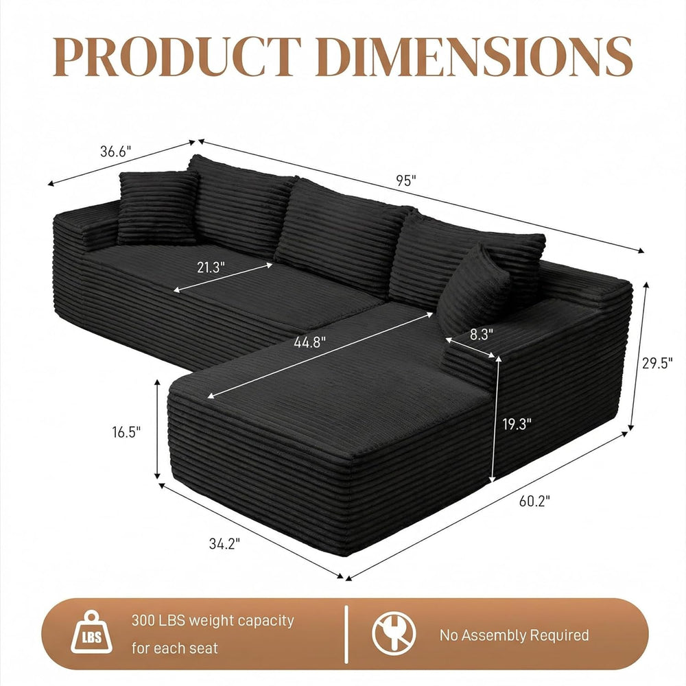 95" L Shaped Cloud Sectional Couches for Living Room, Modern Comfy Modul...