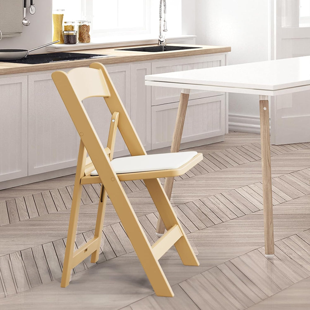 VINGLI Resin Folding Chairs with Cushion, Foldable Plastic Chair with Comfort...