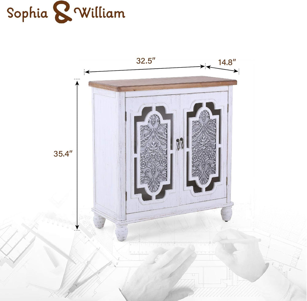 Sophia & William Accent Storage Cabinet with Wood Frame and Iron Embossed...