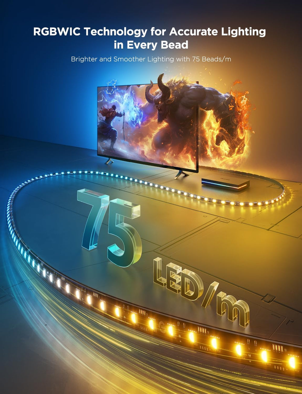 Govee HDMI 2.1 AI Sync Box 2, 8K/4K @144Hz, RGBWIC for 55-65 Inch TVs