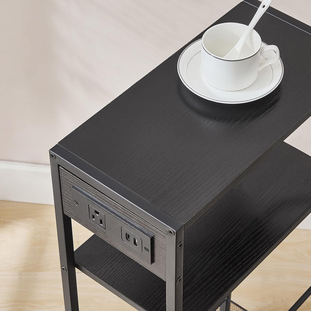 HOOBRO 15.7" Narrow Console Table with Charging Station, 3 Tier Entryway...