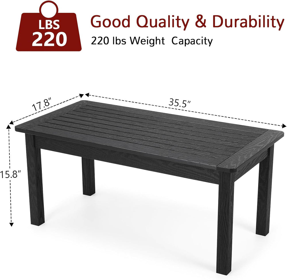 Stoog Outdoor Coffee Table, All-Weather Poly Lumber Patio Side Table, Rectang...