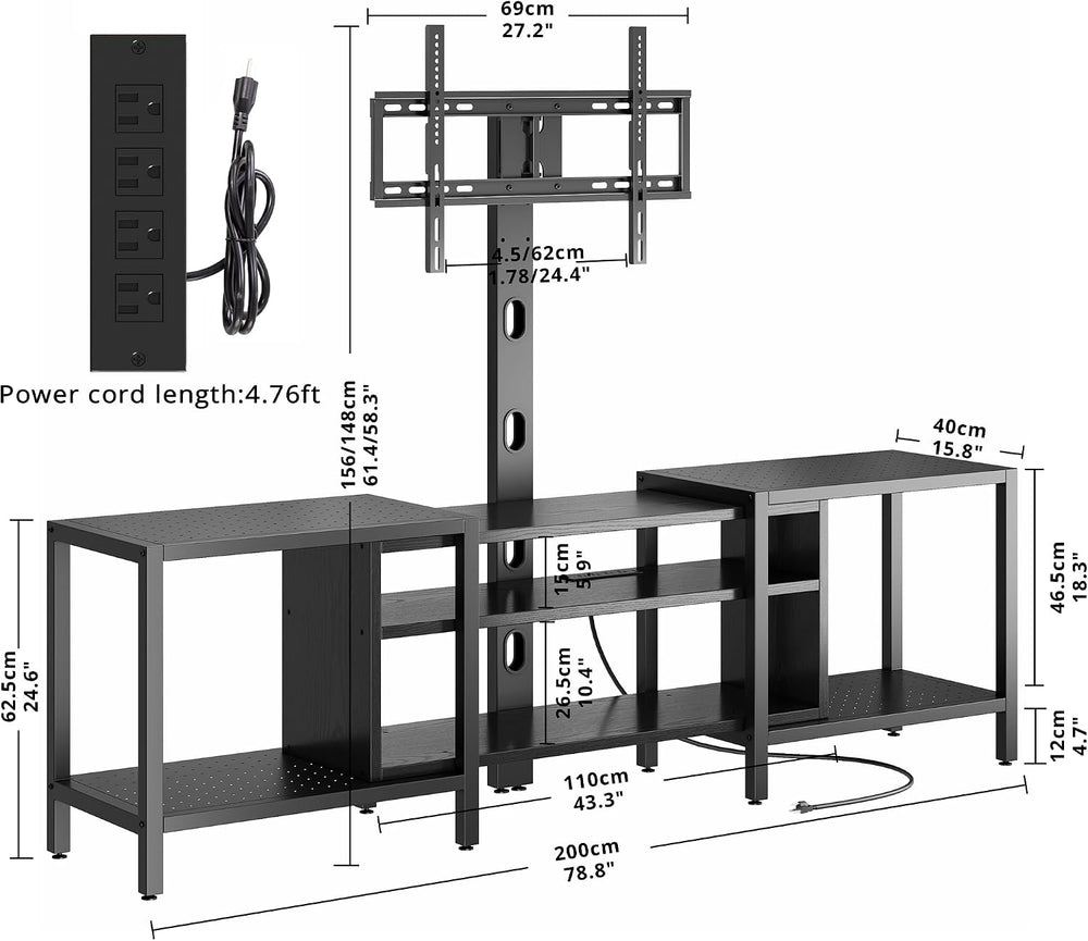 IRONCK 79 Inch TV Stand for TVs up to 85 Inch with Mount and Power Outlet, 3 ...