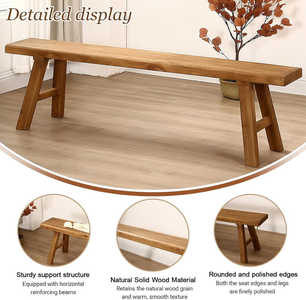 19“ Farmhouse Wooden Living Room Dining Indoor Multifunctional Elm Benches Wo...