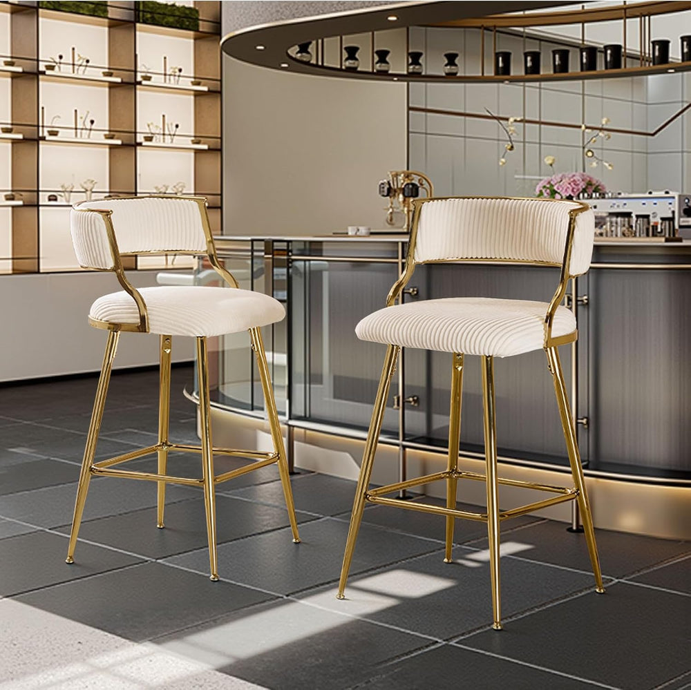 VINGLI Velvet Counter Height Bar Stools Set of 2, 26" H Counter Bar Stoo...