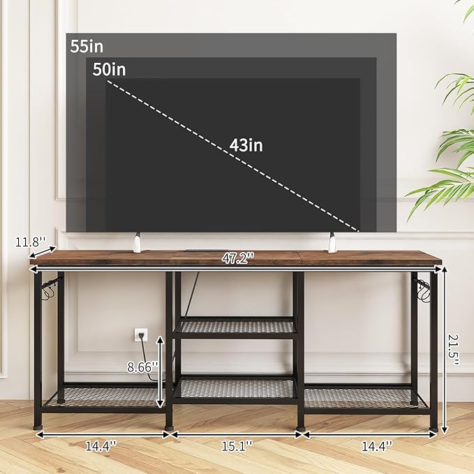 YGEOMER Entertainment Center for 55 50 45 43 40 32 Inch TVs, TV Stand with Po...
