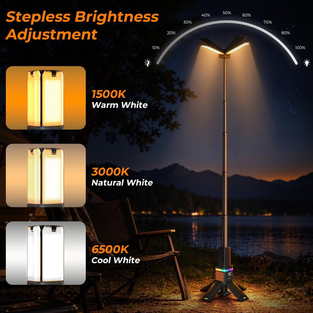 Clemas Telescopic Camping Lights with Remote & RGB,14000mAh Rechargeable ...