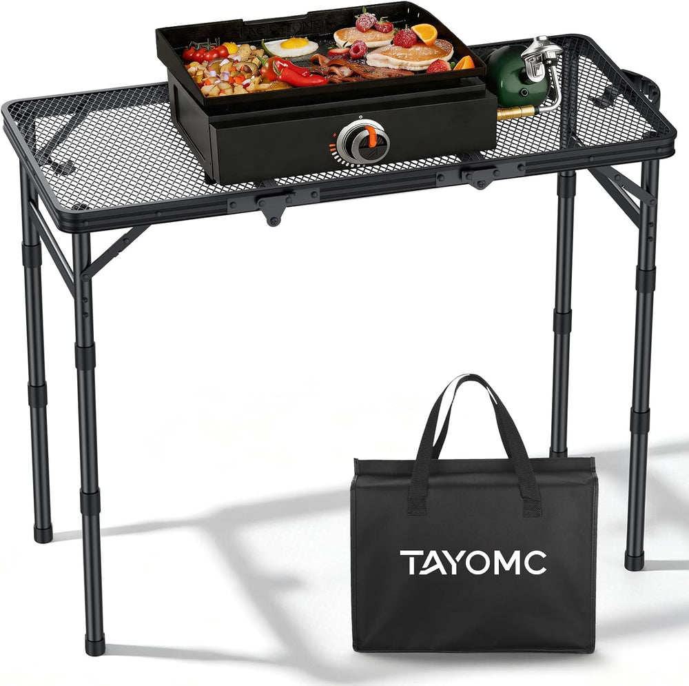 3ft Folding Grill Table, Heat-Resistant Tabletop 3 Heights 27.5"