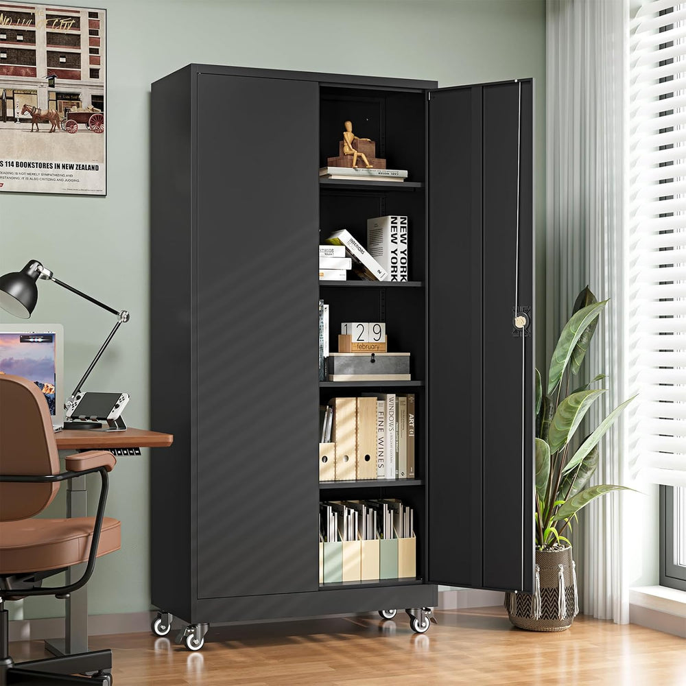Letaya Metal Garage Storage Cabinets with Wheels,Steel Tool Cabinets Lock Doo...
