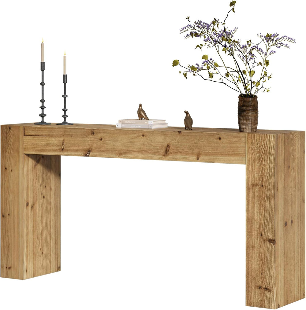 Solid Wood Console Table, 63-Inch Farmhouse Sofa Table Behind Couch for Entry...