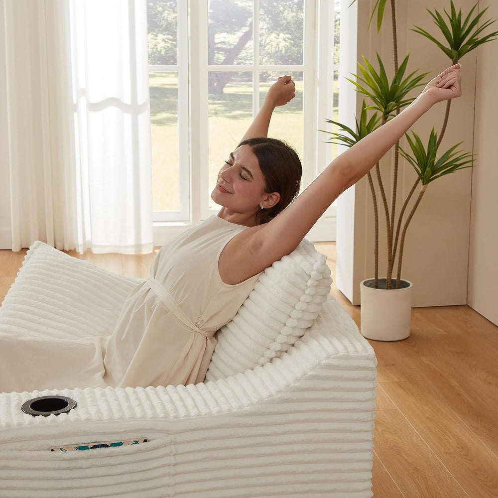 47.2"Oversized Chaise Lounge Chair Indoor,Corduroy Reading Chair with Cu...