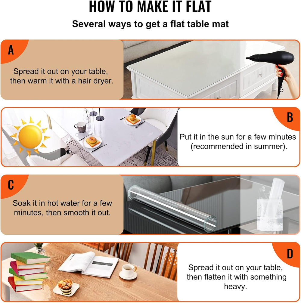 VEVOR Plastic Table Cover, 96 x 46 Inch 2.0mm, PVC Thick Clear Desk Protector...