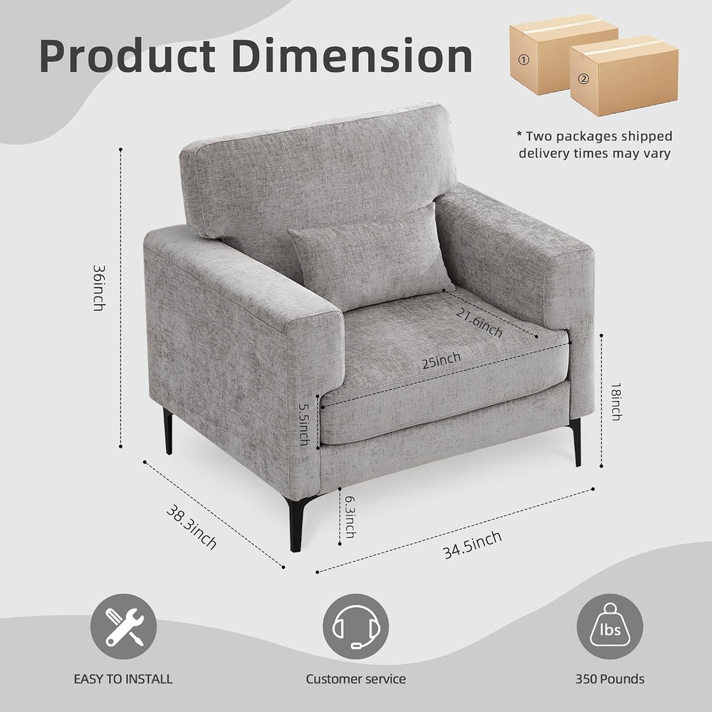 Oversized Accent Chair Armchair with Metal Legs