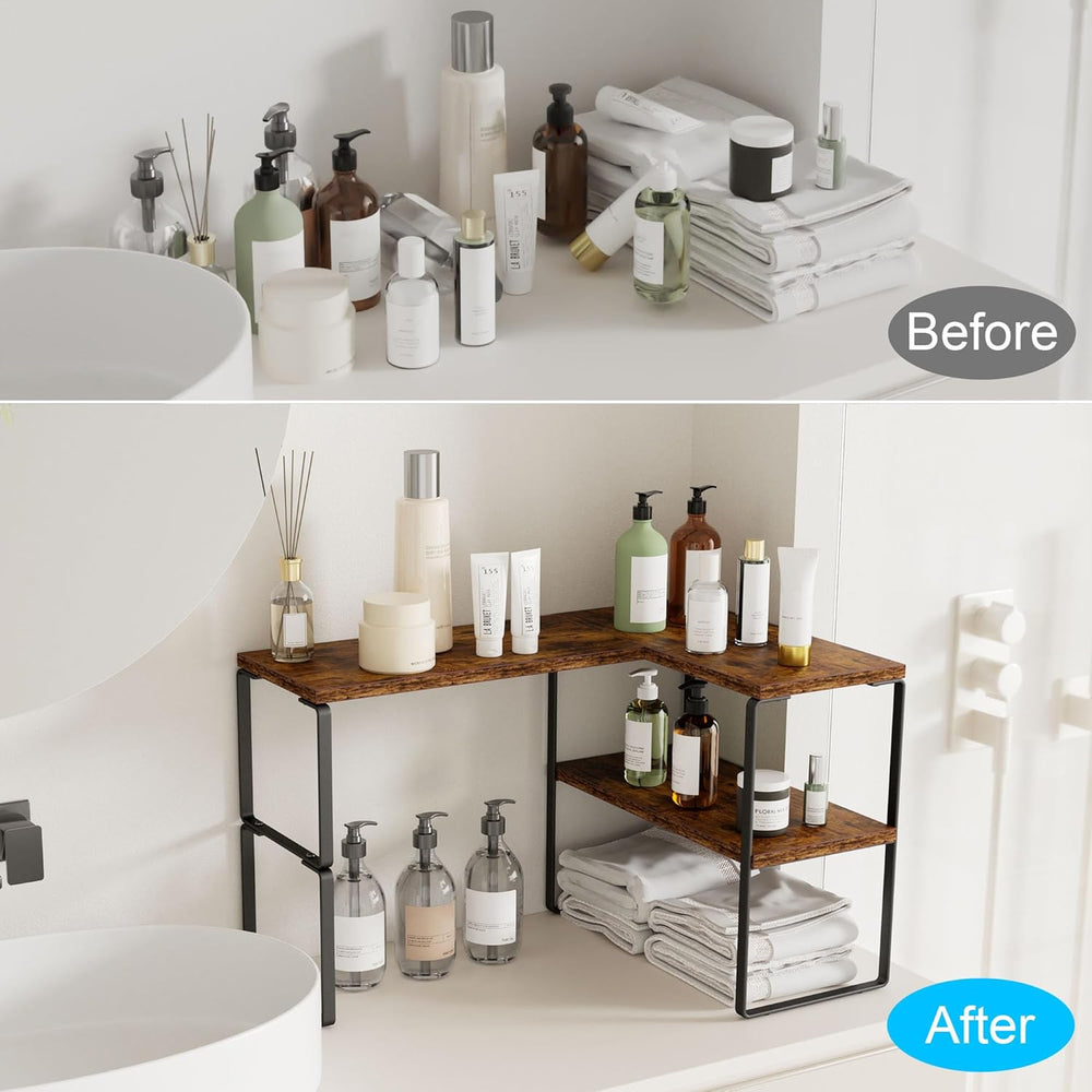 Golener Countertop Organizer Corner Shelf, 2-Tier Adjustable Stackable Corner...