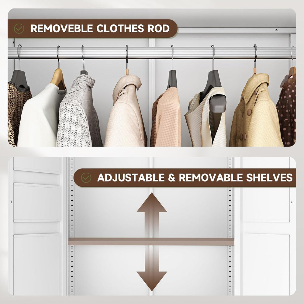 Letaya Metal Armoire Wardrobe Closet with Drawers,Clothing Storage Cabinet wi...