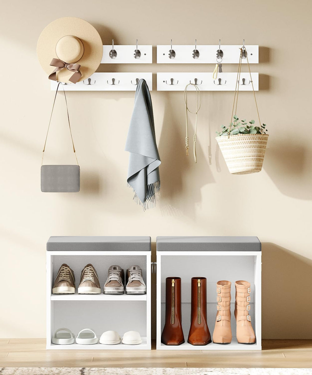 HOOBRO Shoe Storage Bench with Cushion, Entryway Bench with Coat Rack Set, Sm...