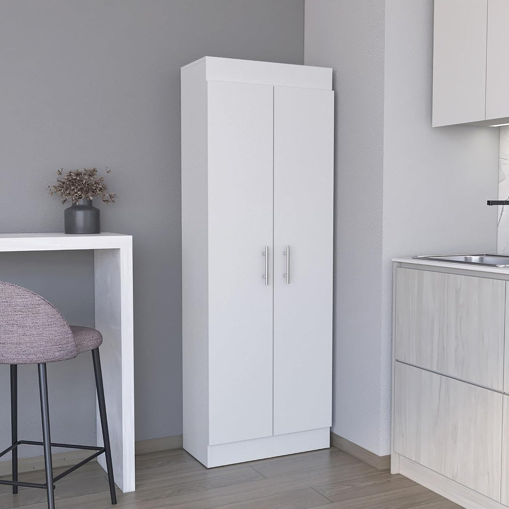 Contemporary Pantry Cabinet, Modern Storage Cabinet with 5 Internal Shelves a...