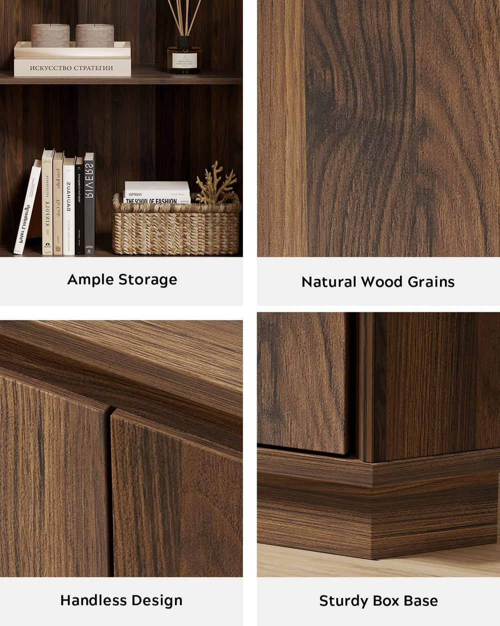 Corner Cabinet, Modern Handless Corner Floor Cabinet with 2 Doors and 2-Tier ...