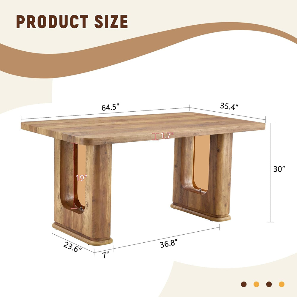 64.5" Dining Room Table Set for 6, Farmhouse Wood Kitchen Table with Dec...
