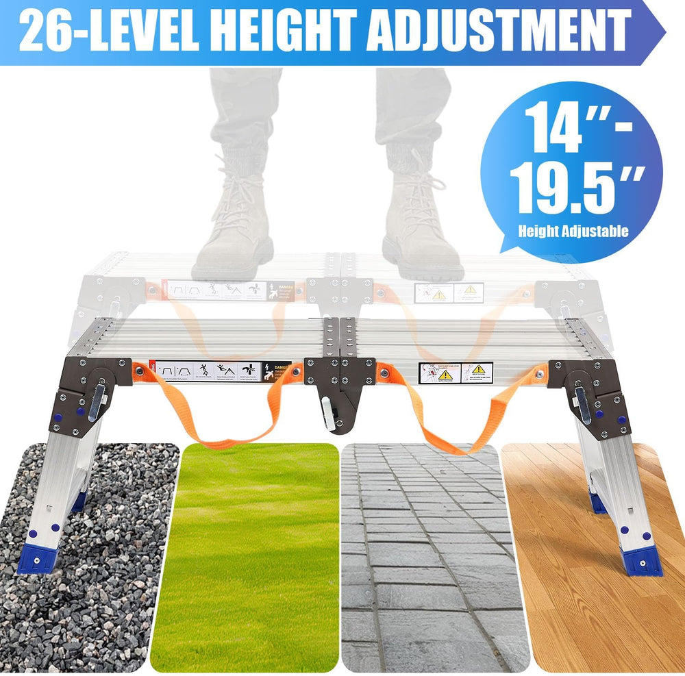 14-20” 26-Level Adjustable Aluminum Work Platform Bench Step Stool Ladder