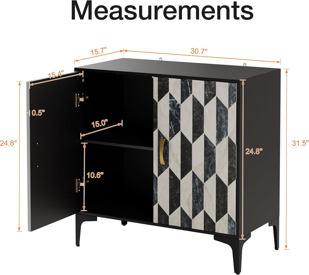 Anbuy Faux Marble Doors Sideboard Buffet Cabinbet with Storage Dining Room Bu...