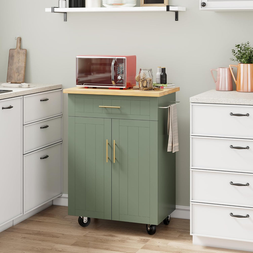 Shintenchi Kitchen Island cart with Storage, Portable Bar Cabinet on Wheels, ...