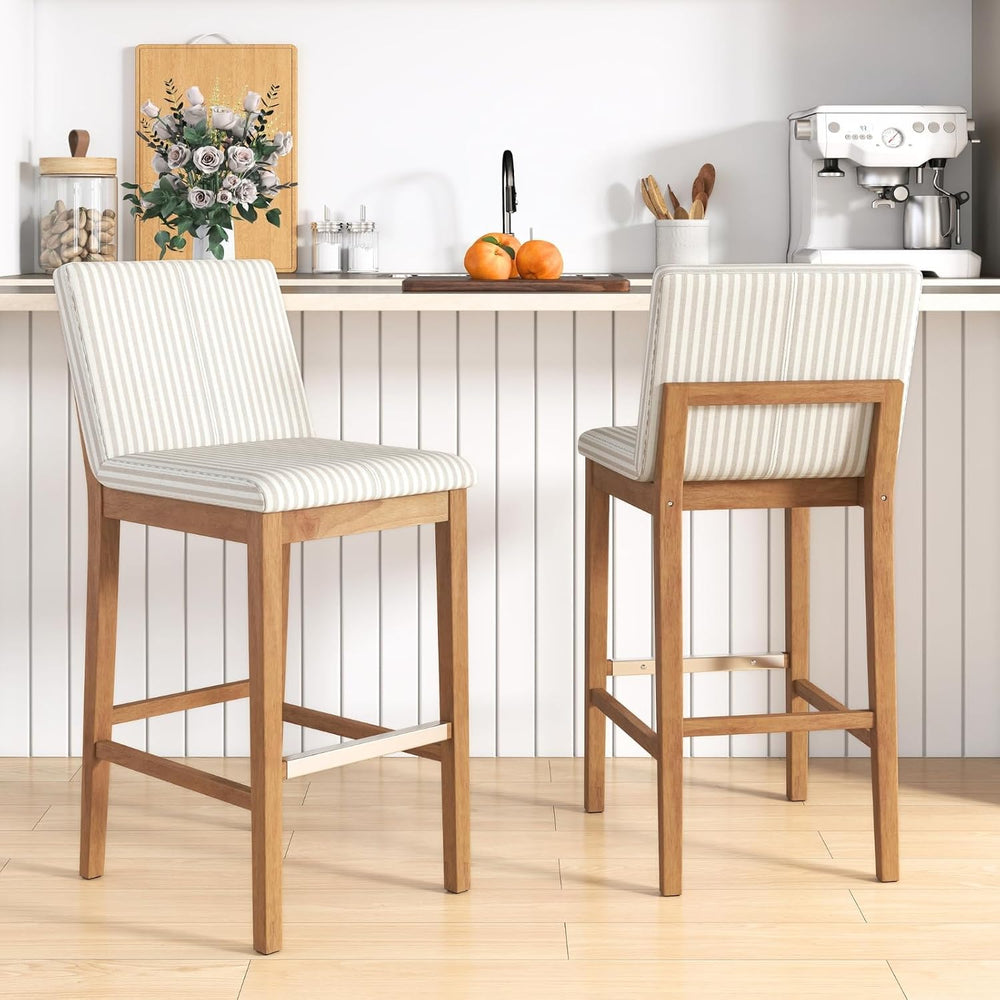 chairus 26" Modern Counter Height Bar Stools Set of 2, Farmhouse Linen U...