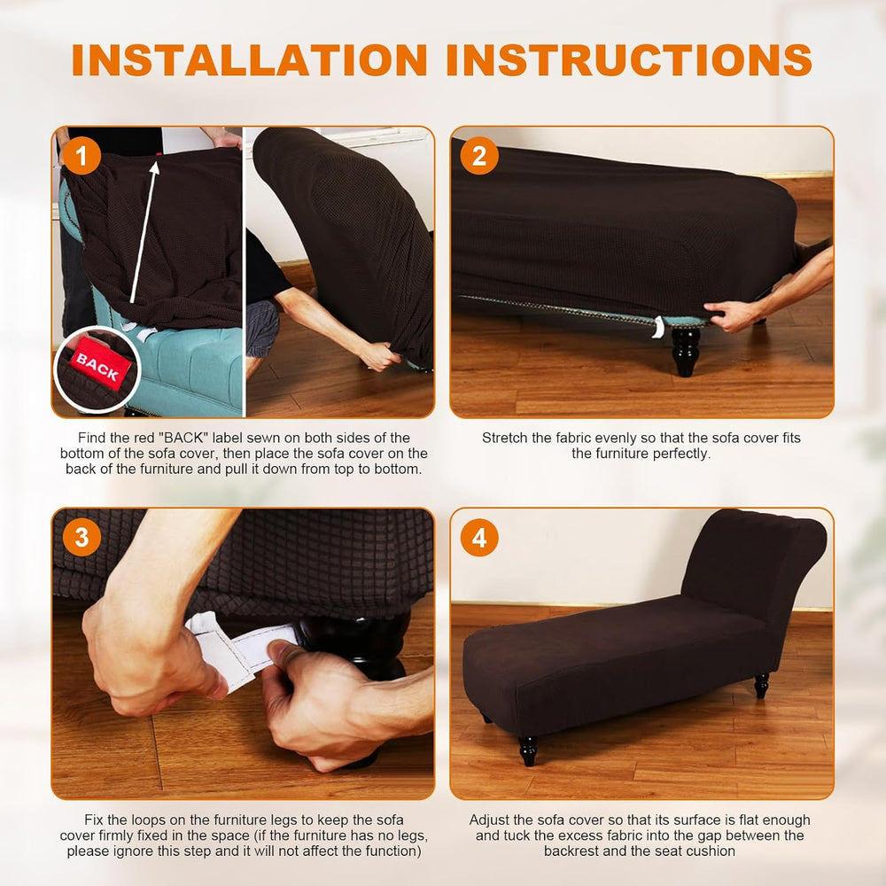 Stretch Chaise Lounge Slipcover Armless Chaise Lounge Cover Indoor, Brown