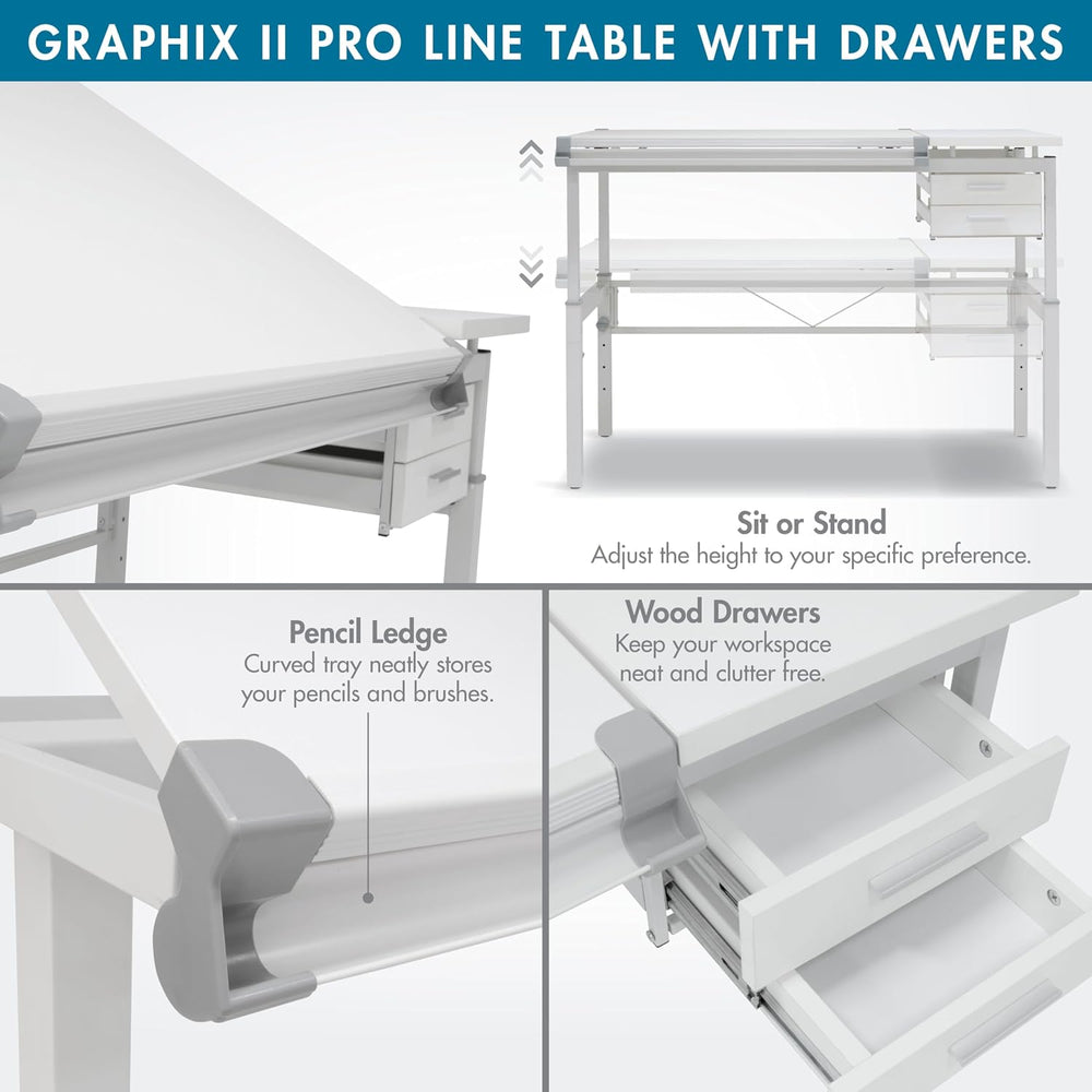 Studio Designs Graphix II Pro Line Split Top Height Adjustable Drafting, Draw...