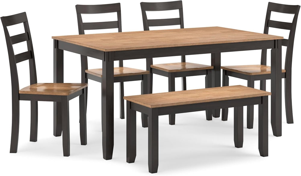 Signature Design by Ashley Gesthaven 6-Piece Dining Table Set with Bench | Tw...