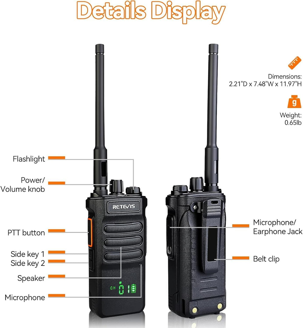Retevis RT86 Two Way Radios Long Range with Earpiece for Warehouse,10 Pack