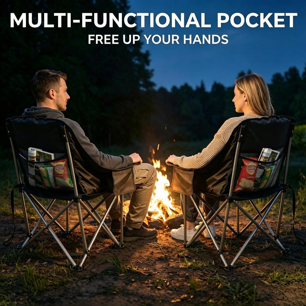 Oversized Heavy Duty Camping Chair for Adults, 500 lbs Capacity Padded Foldin...