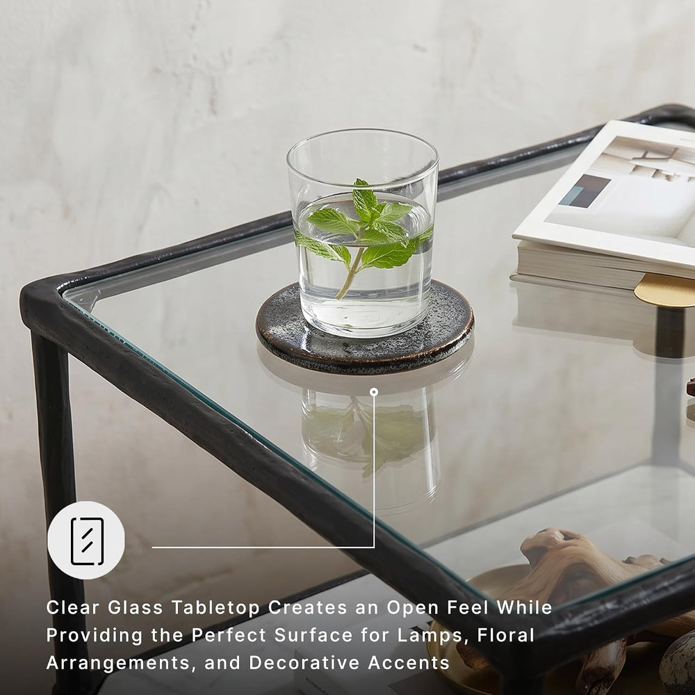 Signature Design by Ashley Modern Glass and Marble End Table, Ryandale