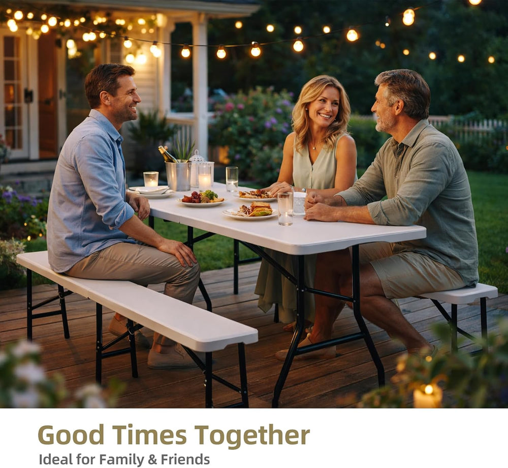 6 Feet Picnic Table Set with 2 Benches
