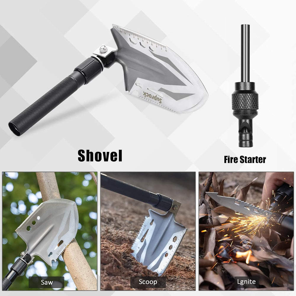 Survival Shovel High Carbon Steel Tactical Shovel Axe Folding Entrenching Too...