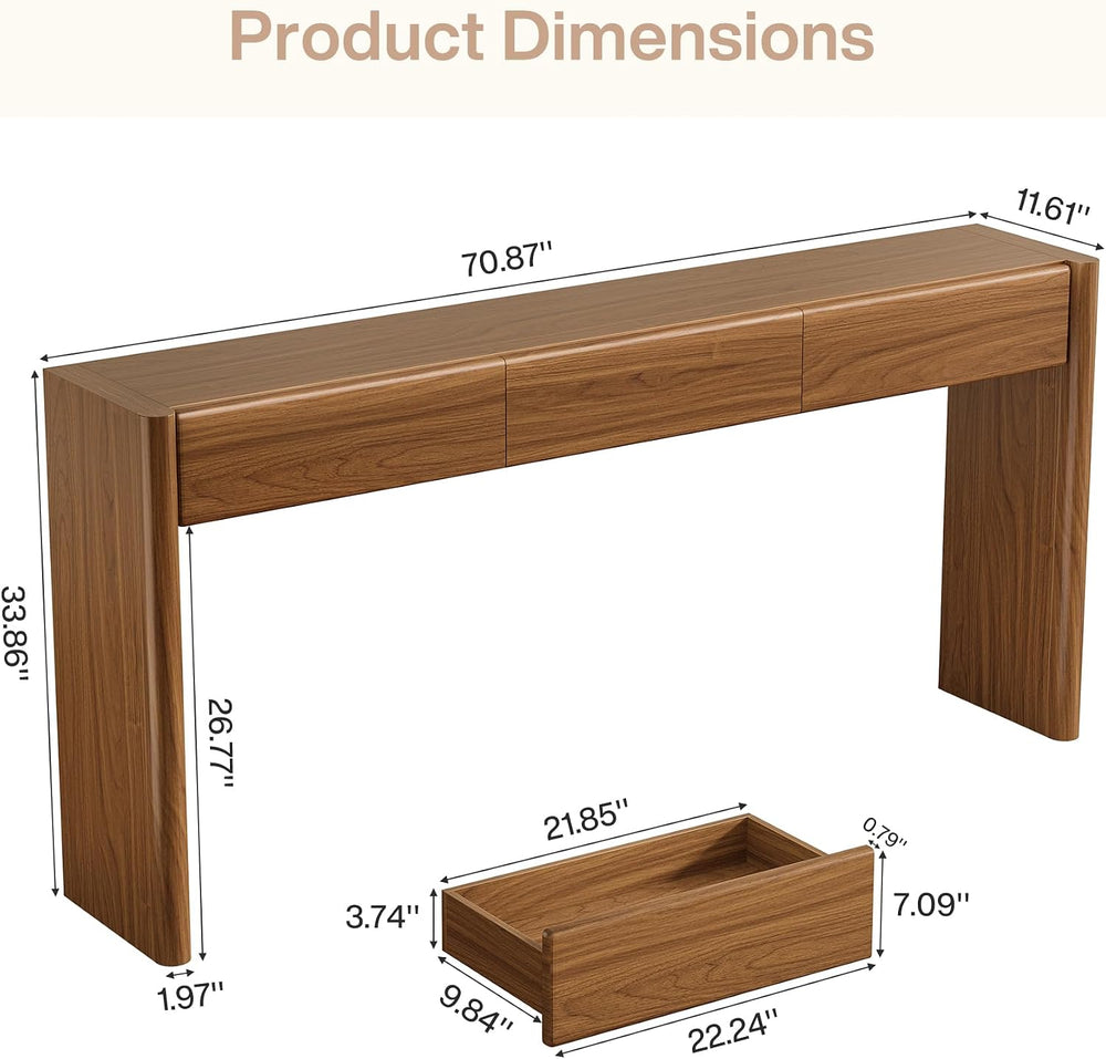 Tribesigns Console Table with 3 Drawers, 70.9" Wooden Entryway Table Beh...