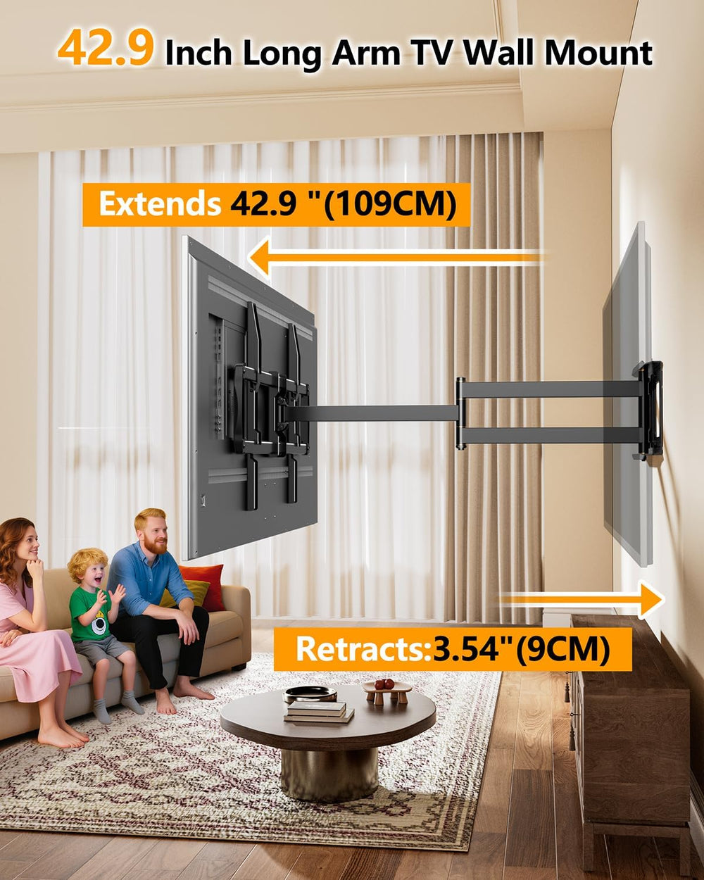 FORGING MOUNT 43–110 inch Long Arm Full Motion TV Wall Mount Holds 176 lbs, V...